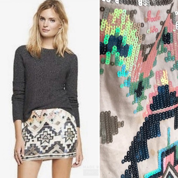 {EXPRESS} Aztec Tribal Pattern Mini Skirt - Picture 2 of 8